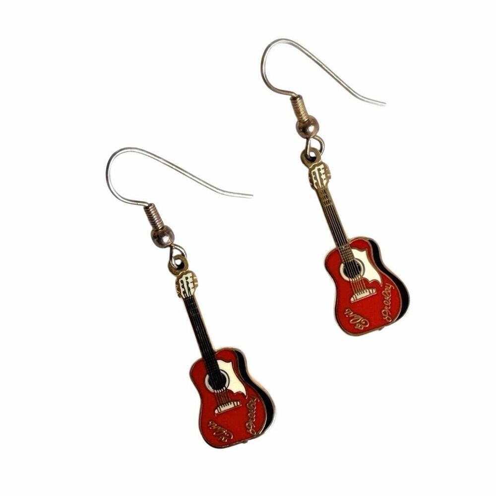 Elvis Presley Licensed Guitar Earrings Cloisonné